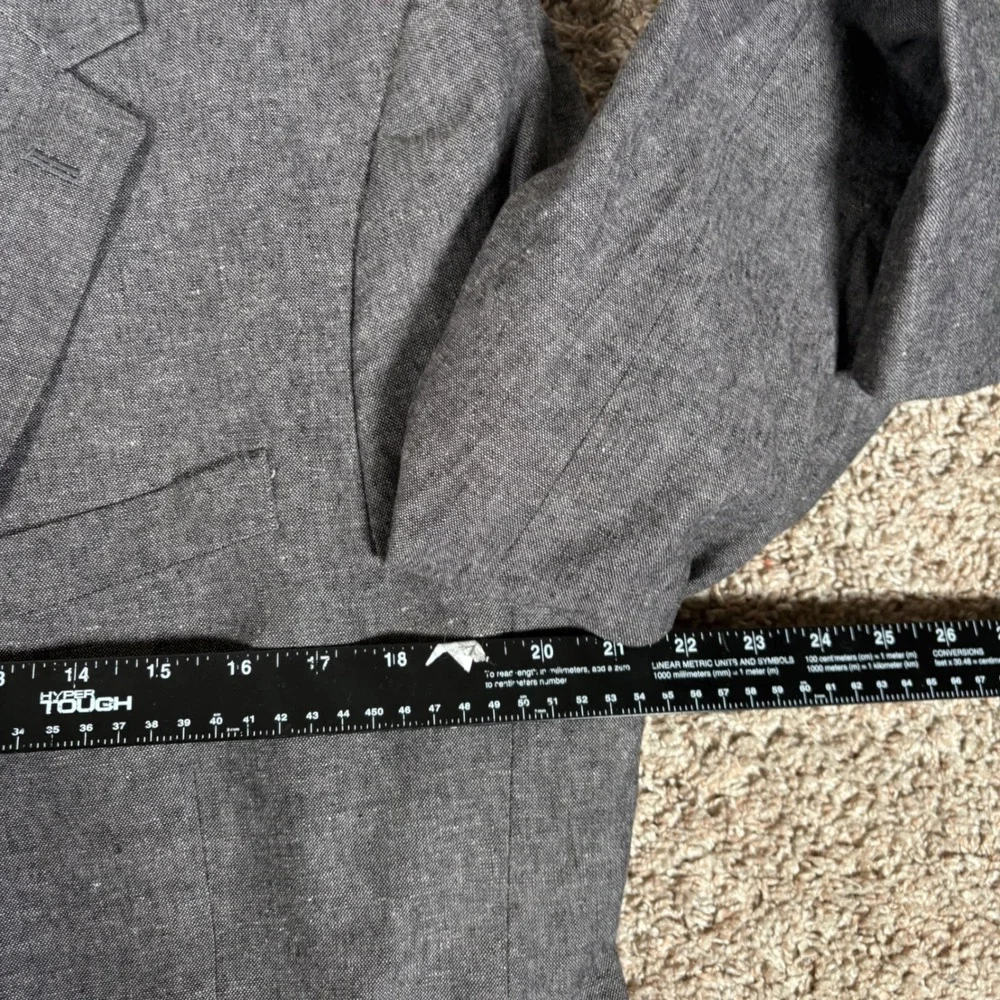 Stafford Mens 42 Short Gray Sport Coat Linen Blend Classic Two Button Blazer‎